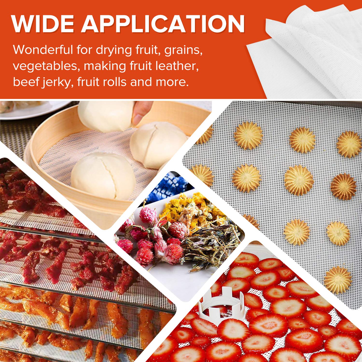 Kwasyo Dörrautomat Edelstahl, 8 Etagen mit 6er Dörrfolie, Rezeptbuch, BPA-frei, 30–90 ℃ Temperatureinstellung, max. 24 Stunden, Dörrautomat für Gemüse, Fleisch, Obst