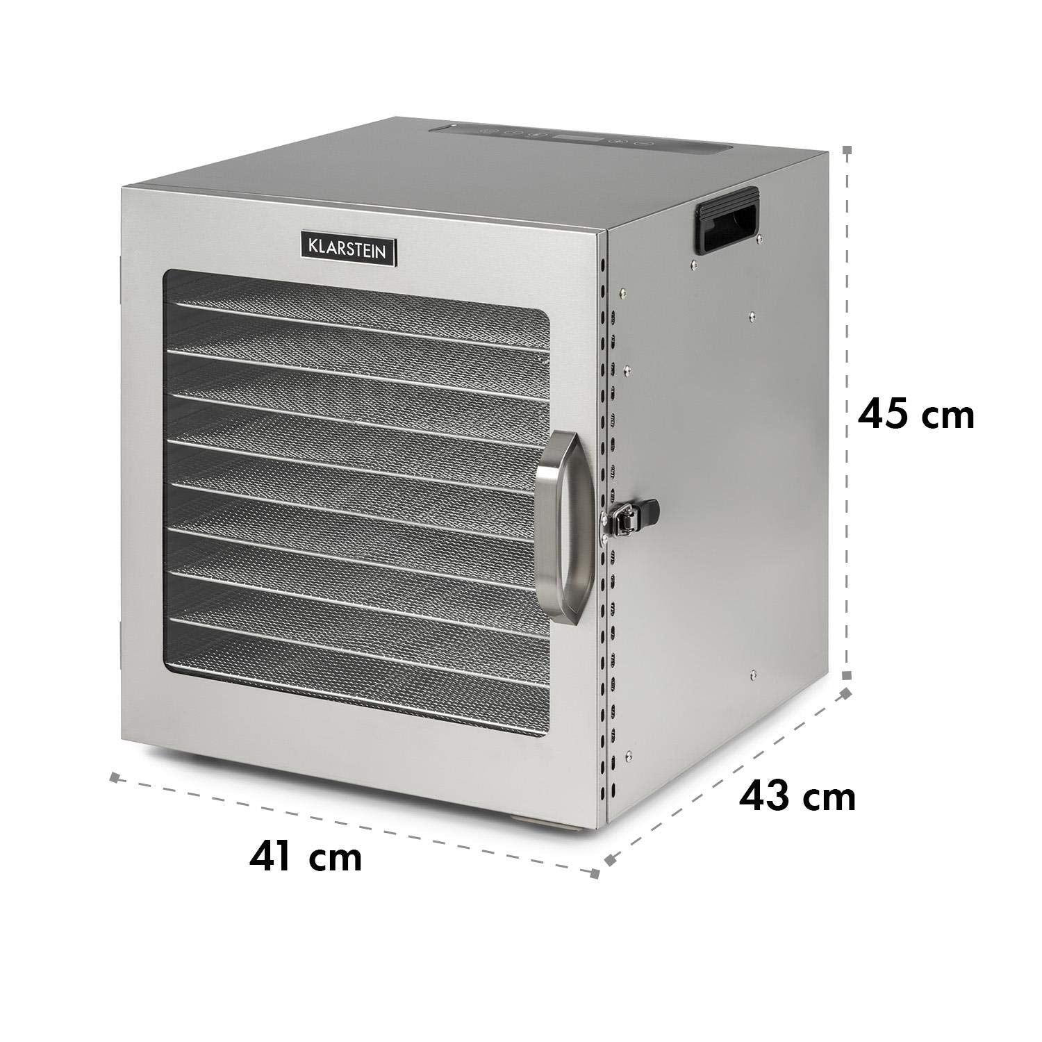 Klarstein Dörrgerät, Dörrautomat für Gemüse, Obst, Pilze & Fleisch, 1500W Edelstahl-Dörrautomat, Trockenautomat mit 16 Metallgitter, Dörrgerät mit 24H Timer & Touch-Display, Food Dehydrator