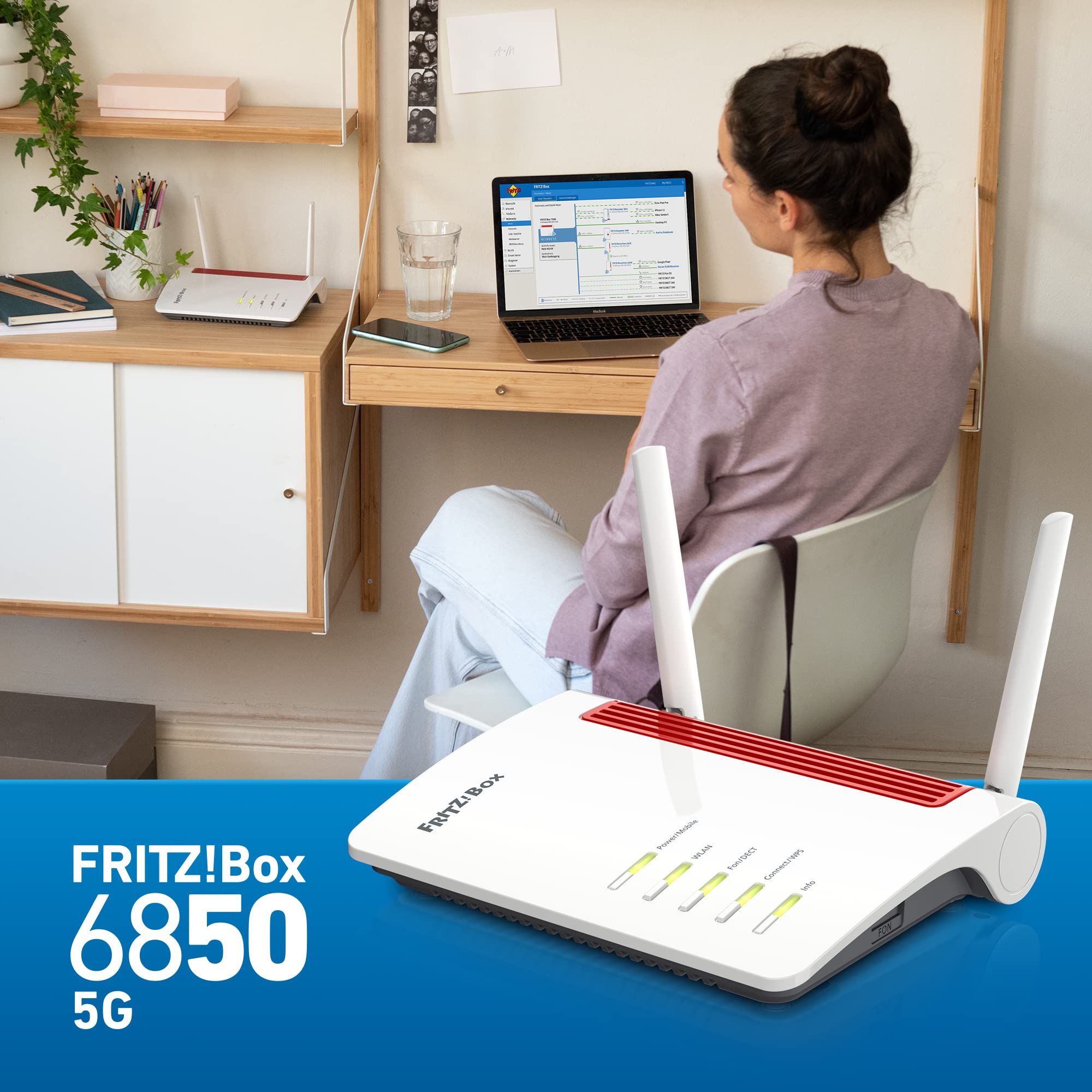 FRITZ!Box 6850 5G – LTE/5G-Router mit WLAN AC+N, DECT, USB 3.0 & 4x LAN